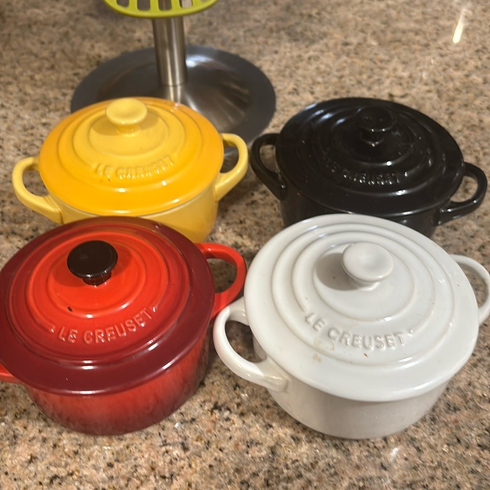 Le Creuset Mini Cocotte Set - Red, Yellow, Black, White